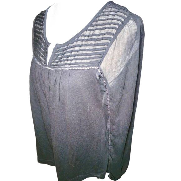 Lucky Brand Sheer Long Sleeve Blouse Black size small - Picture 2 of 5